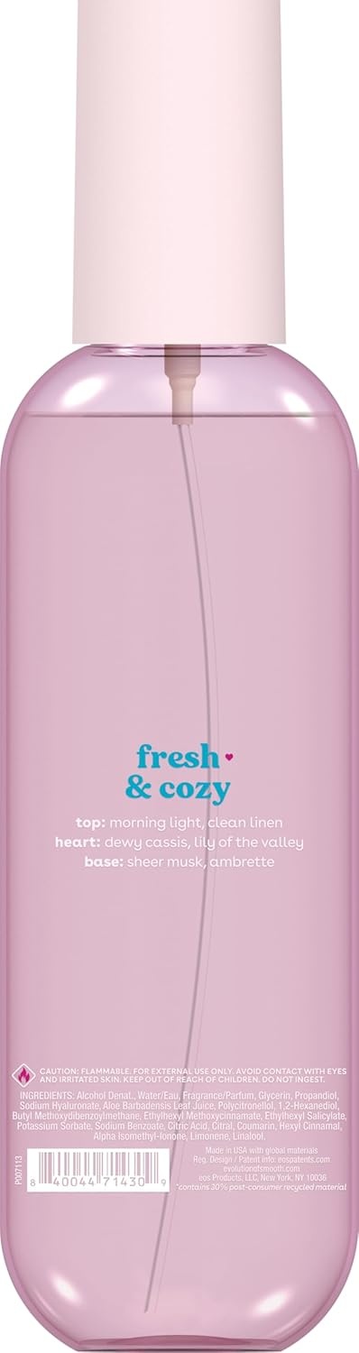 image:imageeos Cashmere Body Mist Jasmine Peach Body Spray for Women Hair Mist Floral Perfume Moisturizing Hyaluronic Acid Glycerin Vegan Crueltyfree 6 fl ozFresh Cozy