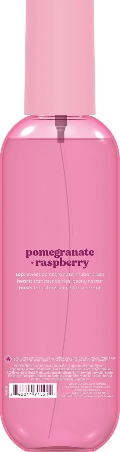 image:imageeos Cashmere Body Mist Jasmine Peach Body Spray for Women Hair Mist Floral Perfume Moisturizing Hyaluronic Acid Glycerin Vegan Crueltyfree 6 fl ozPomegranate Raspberry