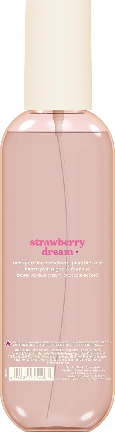 image:imageeos Cashmere Body Mist Jasmine Peach Body Spray for Women Hair Mist Floral Perfume Moisturizing Hyaluronic Acid Glycerin Vegan Crueltyfree 6 fl ozStrawberry Dream