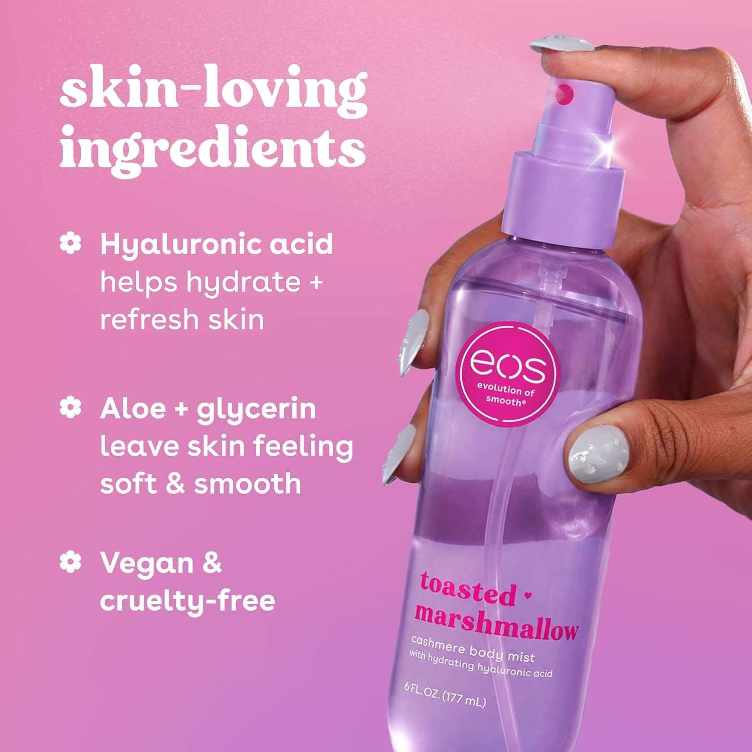 image:imageeos Cashmere Body Mist Jasmine Peach Body Spray for Women Hair Mist Floral Perfume Moisturizing Hyaluronic Acid Glycerin Vegan Crueltyfree 6 fl ozToasted Marshmallow