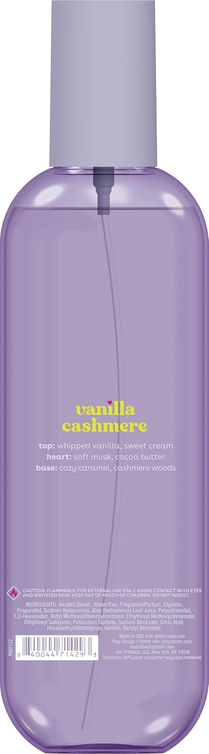 image:imageeos Cashmere Body Mist Jasmine Peach Body Spray for Women Hair Mist Floral Perfume Moisturizing Hyaluronic Acid Glycerin Vegan Crueltyfree 6 fl ozVanilla Cashmere