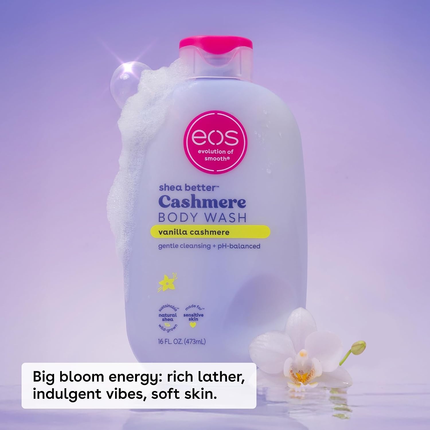 image:imageeos Cashmere Body Wash Jasmine Peach Moisturizing Body Wash Creamy Gel Formula with Shea Butter Glycerin Vitamin E pH Balanced Sensitive Skin Vegan 16 fl ozVanilla