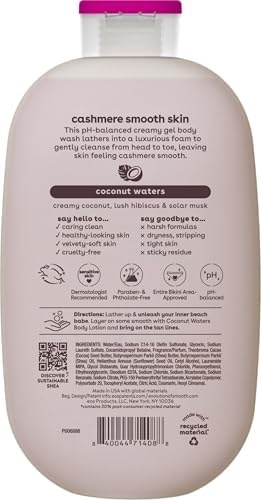 image:imageeos Cashmere Body Wash Jasmine Peach Moisturizing Body Wash Creamy Gel Formula with Shea Butter Glycerin Vitamin E pH Balanced Sensitive Skin Vegan 16 fl ozCoconut Waters