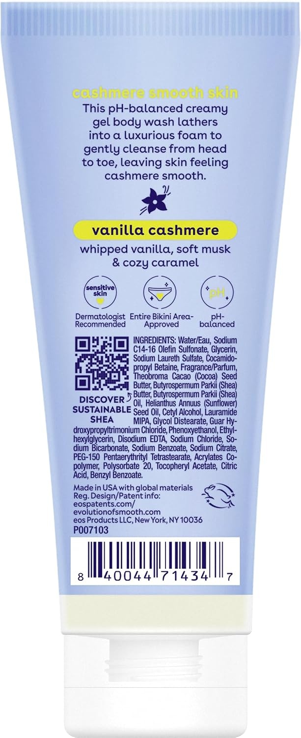 image:imageeos Cashmere Body Wash Jasmine Peach Moisturizing Body Wash Creamy Gel Formula with Shea Butter Glycerin Vitamin E pH Balanced Sensitive Skin Vegan 16 fl ozVanilla