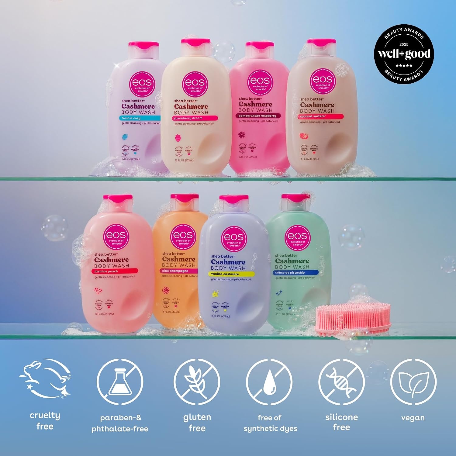 image:imageeos Cashmere Body Wash Jasmine Peach Moisturizing Body Wash Creamy Gel Formula with Shea Butter Glycerin Vitamin E pH Balanced Sensitive Skin Vegan 16 fl ozFresh Cozy