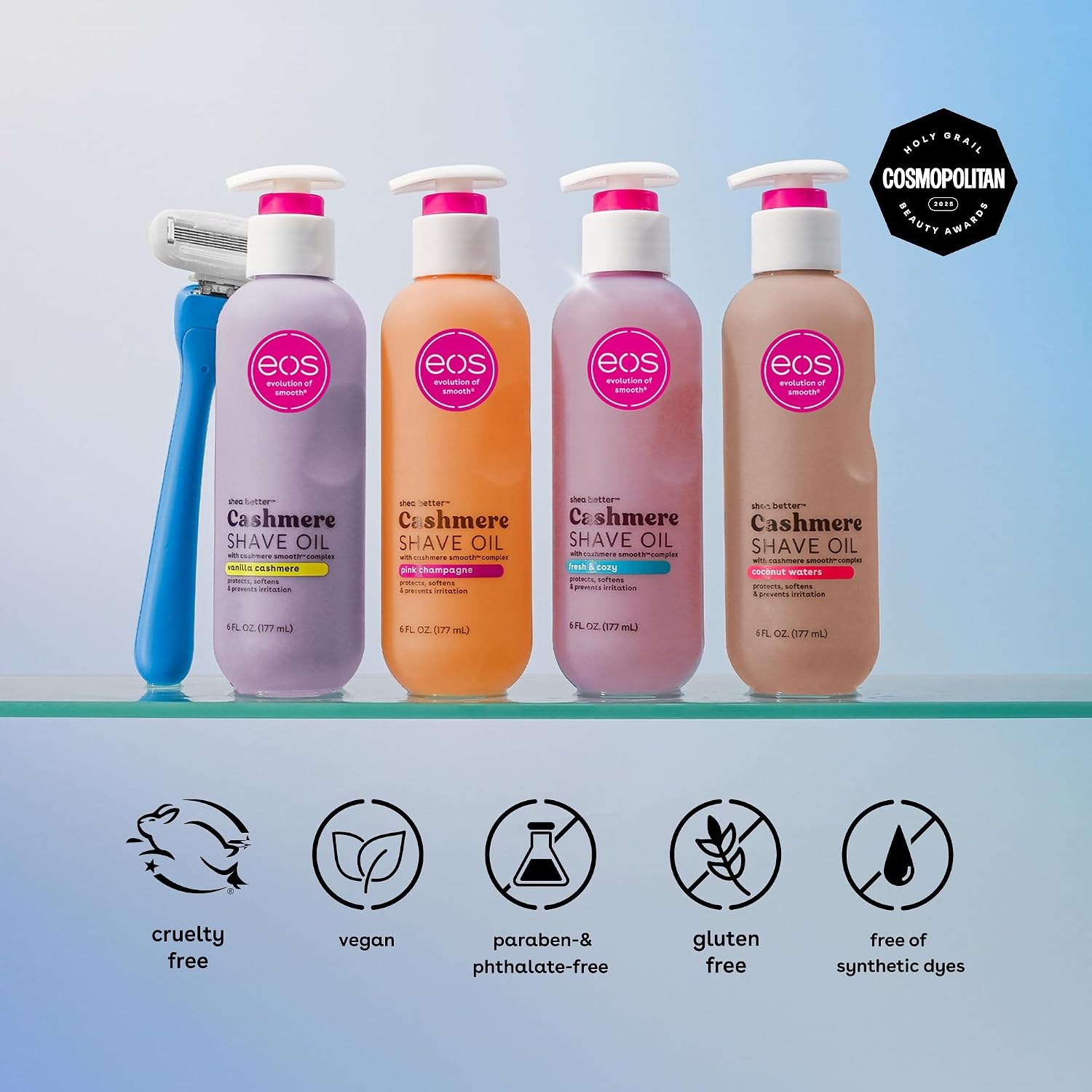 image:imageeos Cashmere Shave Oil Pink Champagne Moisturizing Shea Butter 6 fl ozFresh Cozy