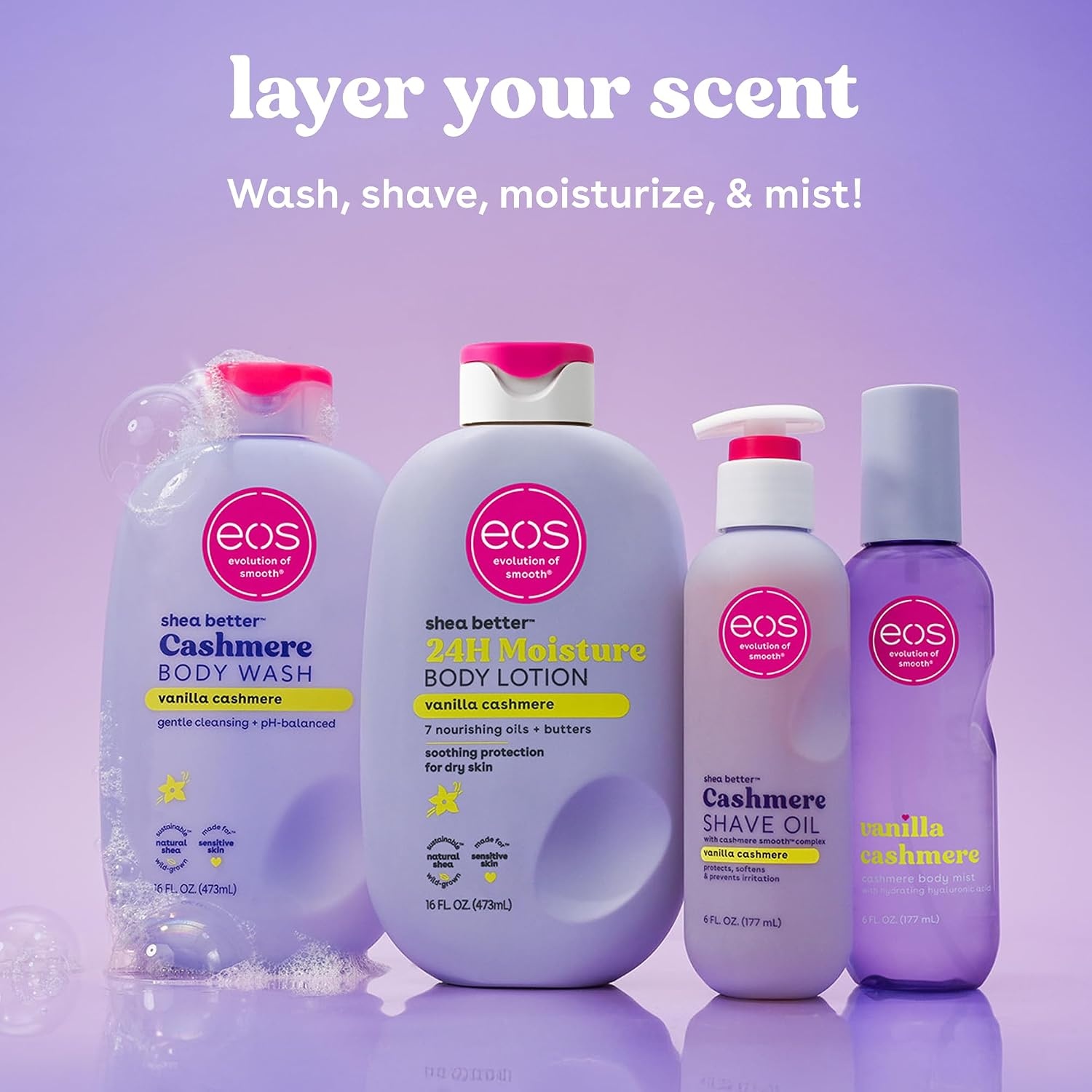 image:imageeos Cashmere Shave Oil Pink Champagne Moisturizing Shea Butter 6 fl ozVanilla Cashmere