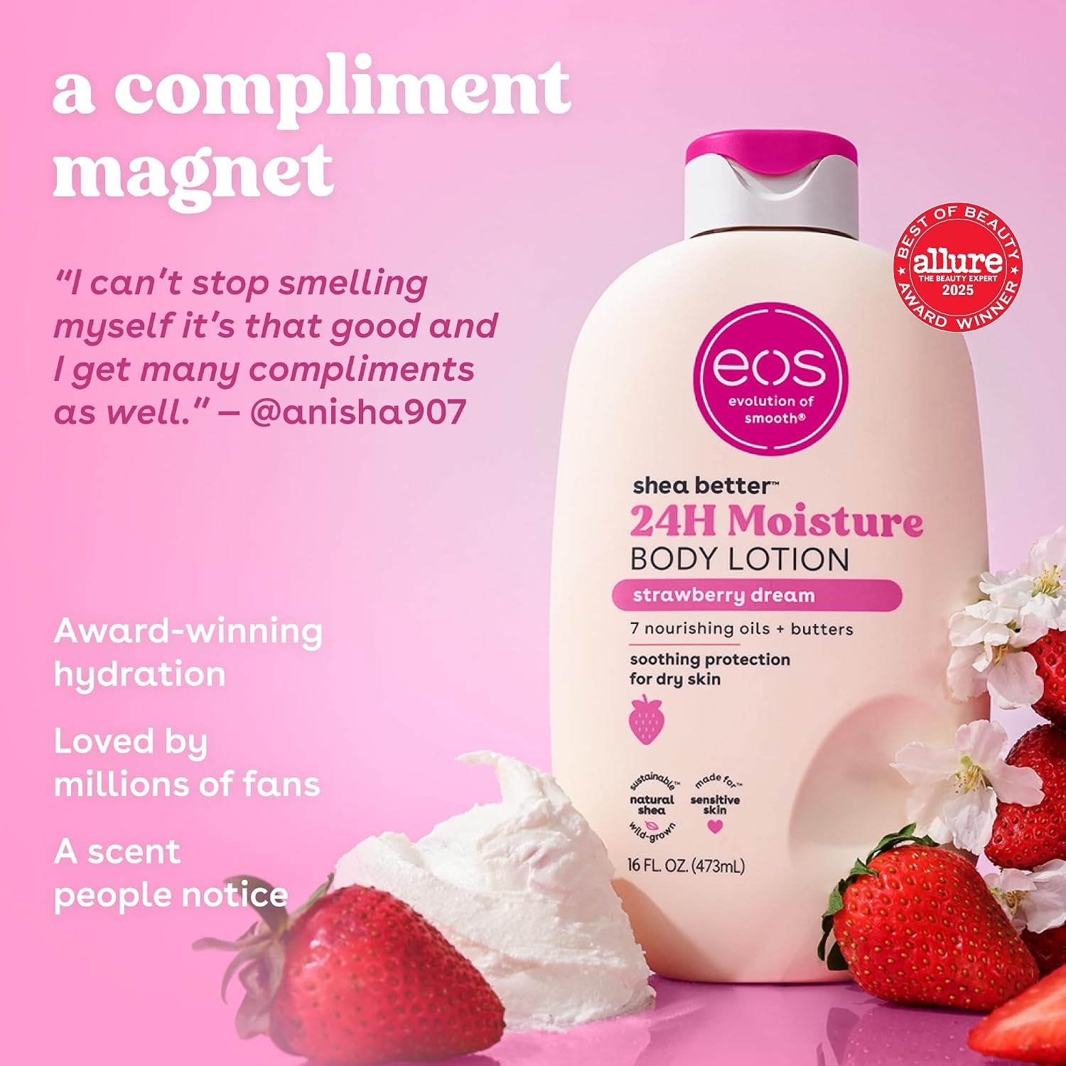 image:imageeos Shea Better 24H Moisture Body Lotion Pink Champagne 16 fl ozStrawberry Dream