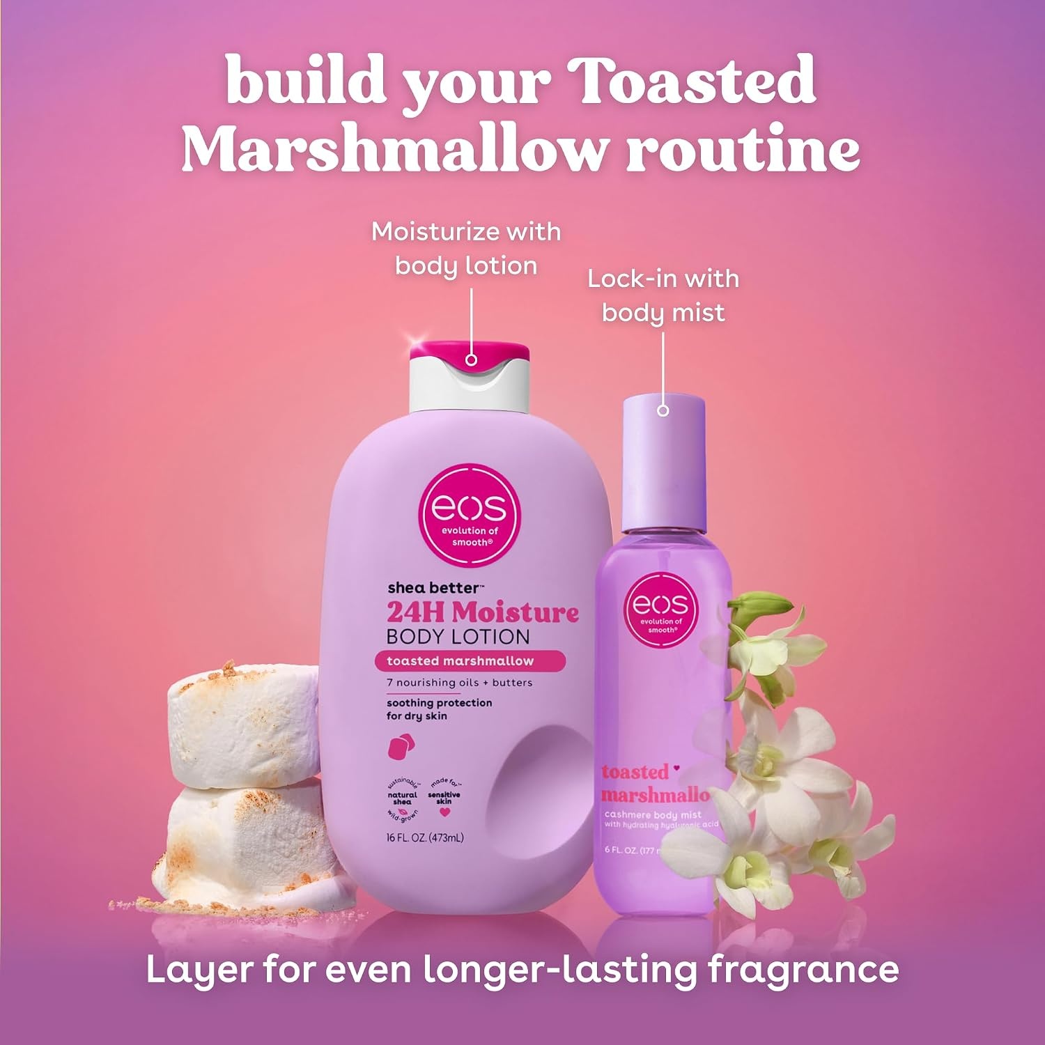 image:imageeos Shea Better 24H Moisture Body Lotion Pink Champagne 16 fl ozToasted Marshmallow