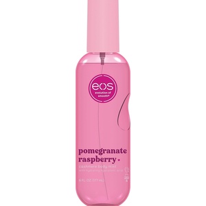 eos Cashmere Body Mist, Jasmine Peach, Body Spray for Women, Hair Mist, Floral Perfume, Moisturizing, Hyaluronic Acid, Glycerin, Vegan, Cruelty-free, 6 fl oz(Pomegranate Raspberry)
