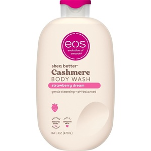 eos Cashmere Body Wash – Jasmine Peach, Moisturizing Body Wash, Creamy Gel Formula, with Shea Butter, Glycerin, Vitamin E, pH Balanced, Sensitive Skin, Vegan, 16 fl oz(Strawberry Dream)