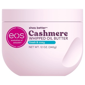 eos Cashmere Whipped Oil Body Butter, Pink Champagne, 72 Hour Weightless Moisture For Dry Skin, Rich Formula and Deep Hydration, Body Care, 12 oz(Fresh & Cozy)